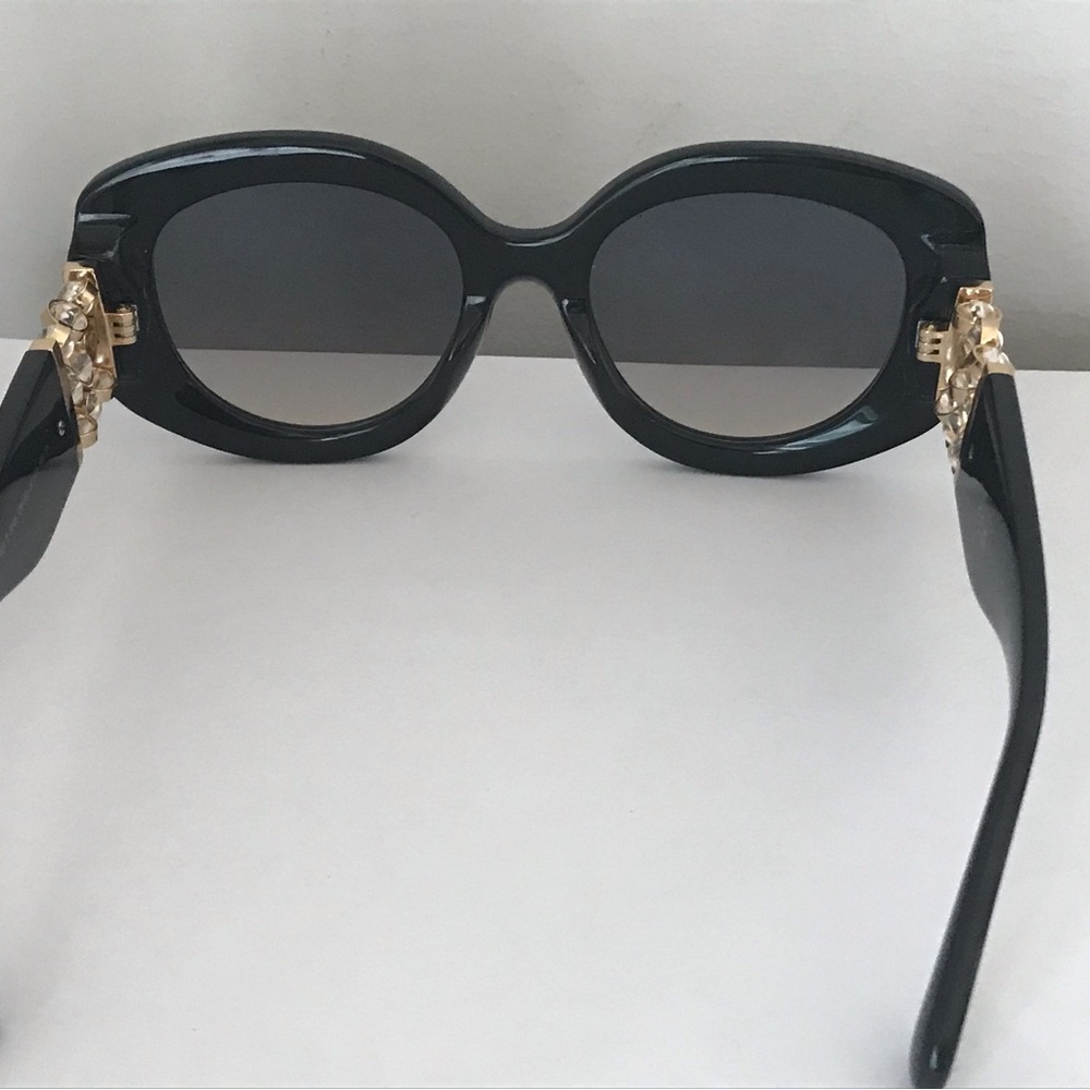 Chanel Oversized Black Sunglasses with Rotating Glass Pearls Accents - Picture 7 of 11